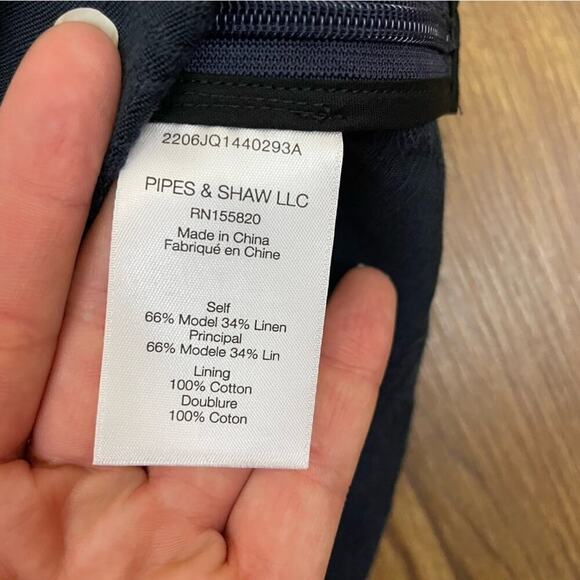 Veronica Beard Navy One Shoulder Linen Blend Blouse Size 12 Belinda Top NWT - Picture 10 of 14